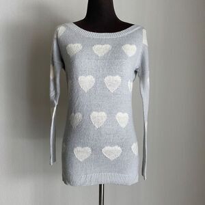 Express sz XS Wool Long sleeve crew neck heart knit winter sweater
